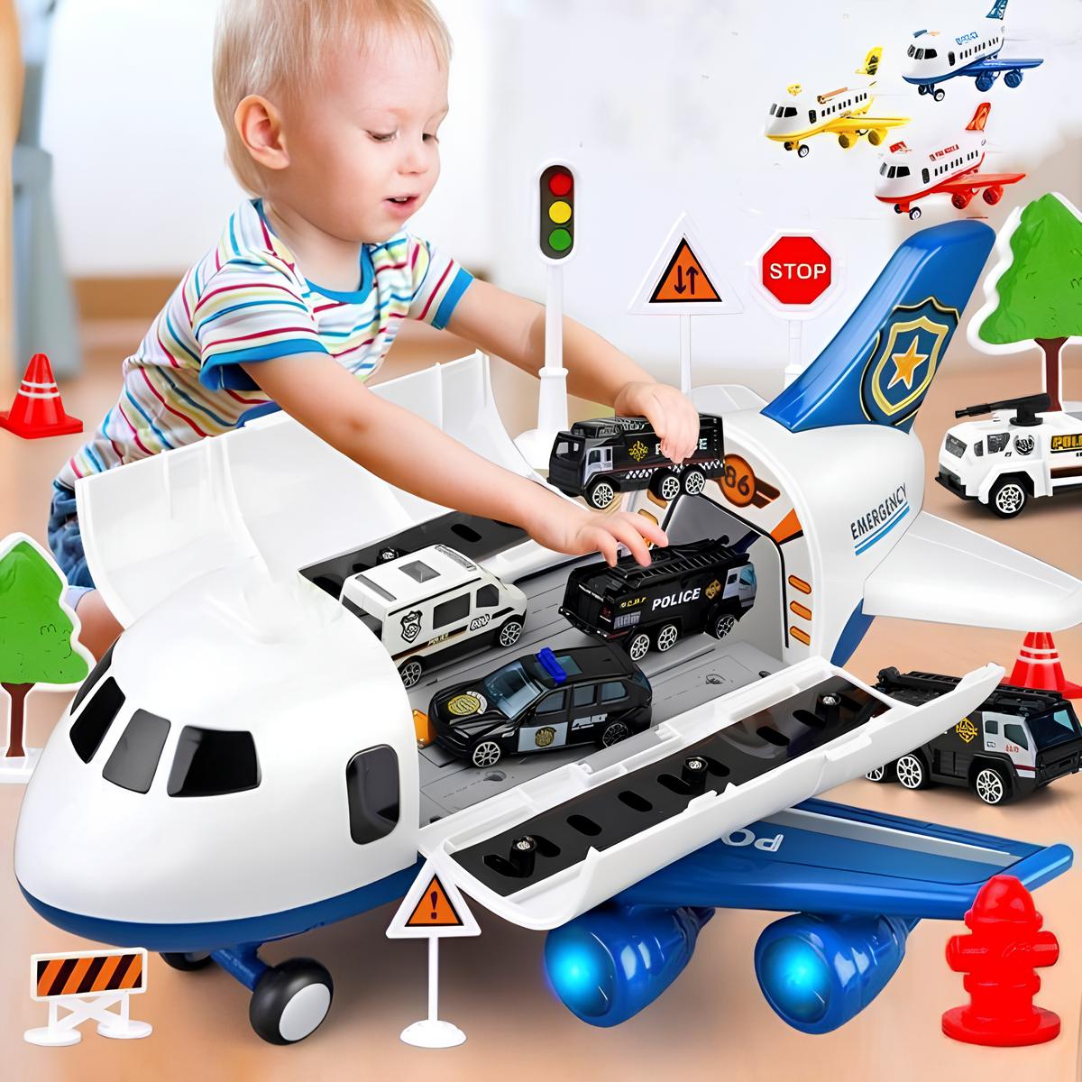 Avião de Brinquedo Aircraft + 6 Carrinhos de Brinde - Frete Grátis